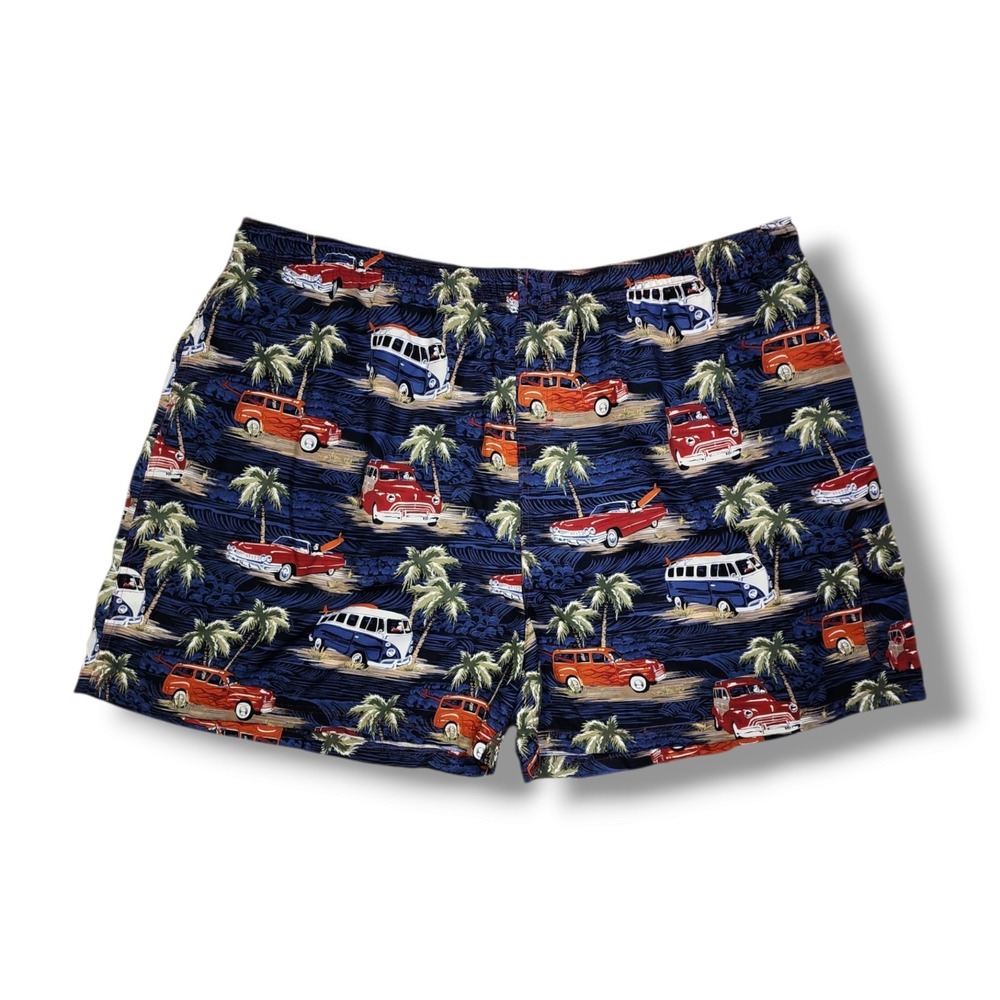 Vintage Big‎ Dogs AOP Cargo Volley Wood Blue Swim Trunks Size 5XL